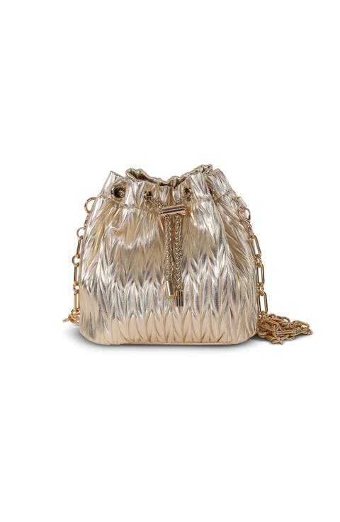 Diana Chevron Pleated Metallic Bucket Bag