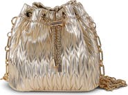 Jewel Badgley Mischka Diana Chevron Pleated Metallic Bucket Bag