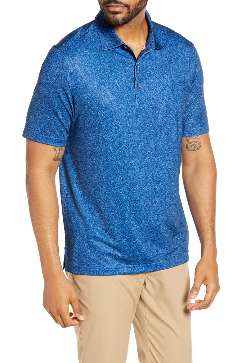 Pike Micro Floral Print Polo, Main, color, INDIGO