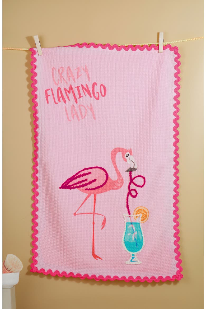 Flamingo Fun Set of 3 Kitchen Towels, Alternate, color, PINK