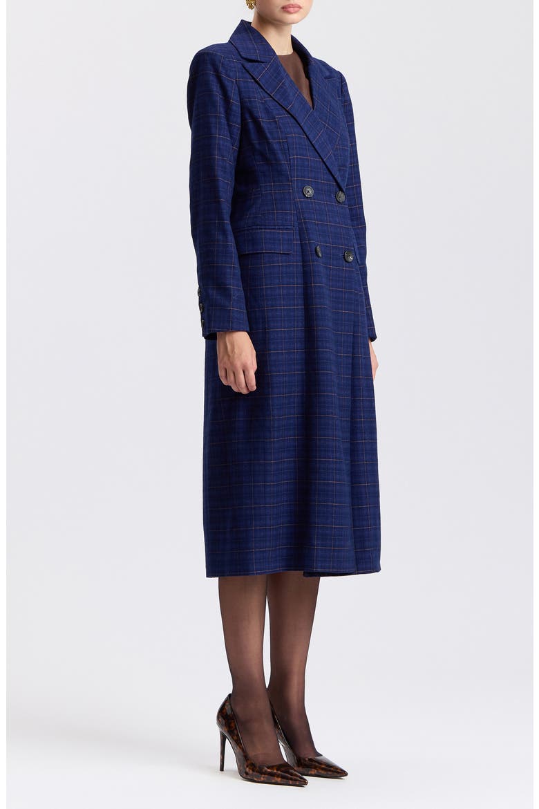 Sculpted Plaid Double Breasted Topcoat, Alternate, color, ROYAL BLUE PLAID
