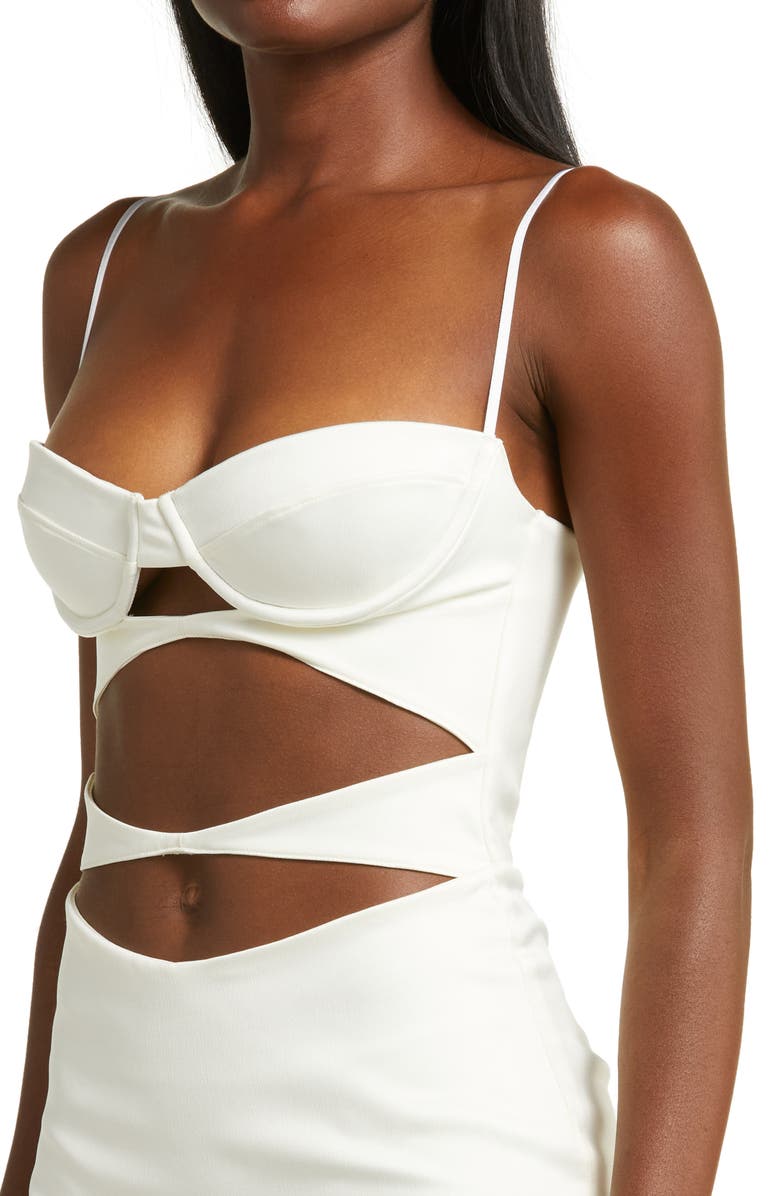 HOUSE OF CB Amalia Cutout Satin Body-Con Dress, Alternate, color,