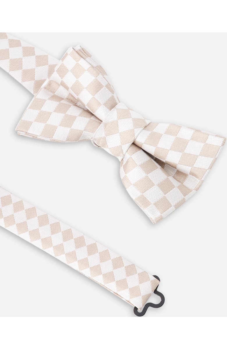Deux par Deux Check Bow Tie, Alternate, color, White And Sand Check