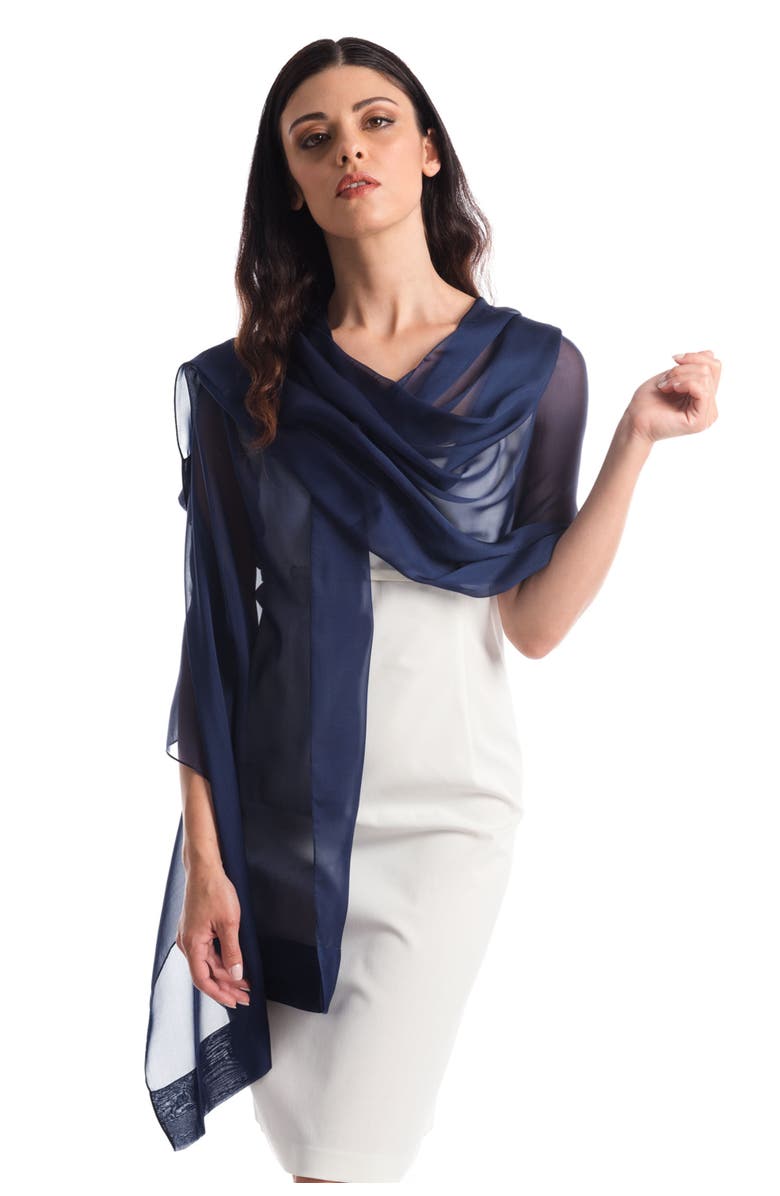 Elizabetta Carmen - Silk Scarf/Shawl for Women, Alternate, color, Marine Navy