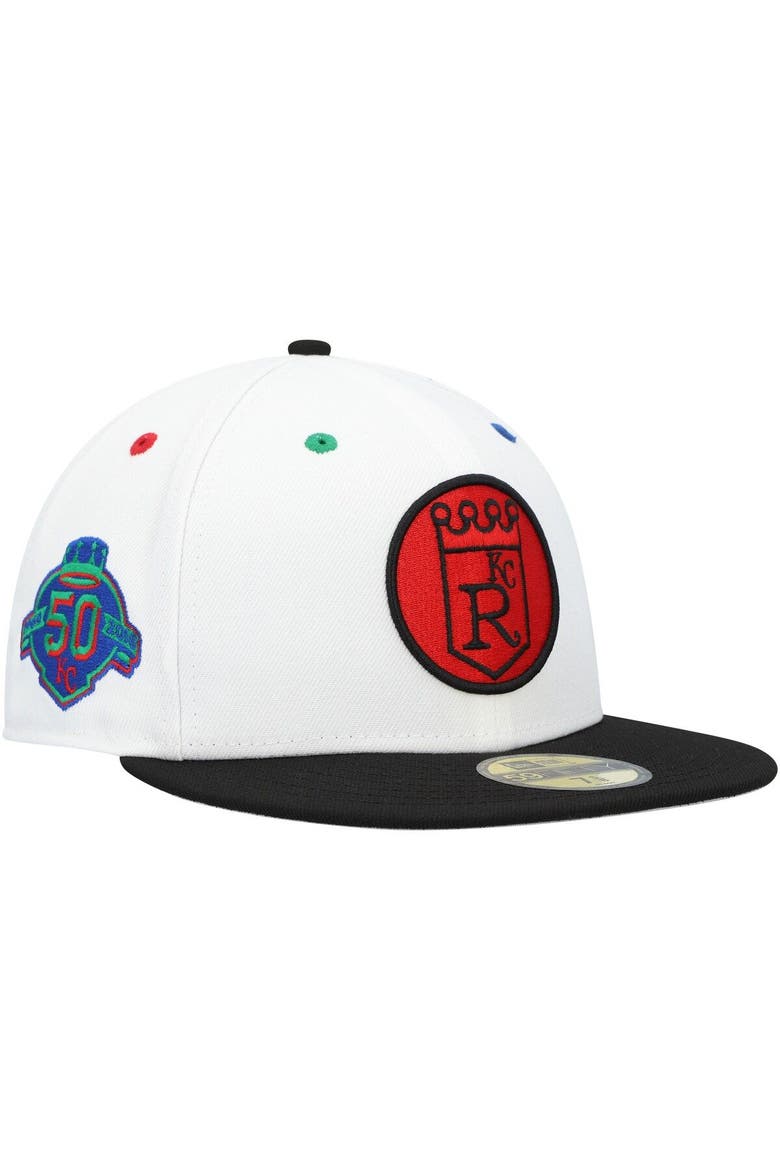 Men's New Era White/Black Kansas City Royals  Primary Eye 59FIFTY Fitted Hat, Main, color, White