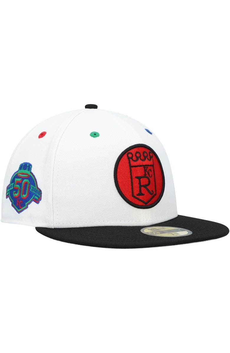 New Era Men's New Era White/Black Kansas City Royals  Primary Eye 59FIFTY Fitted Hat, Main, color, White