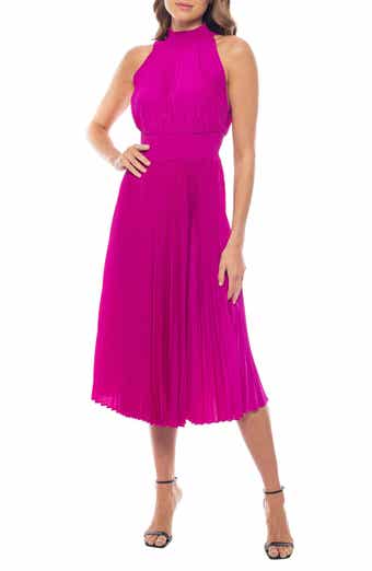 Pleated Sleeveless Midi Dress