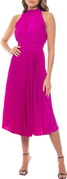Oleg Cassini Pleated Sleeveless Midi Dress