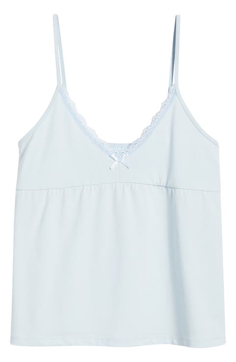 Lace Trim Stretch Cotton Camisole