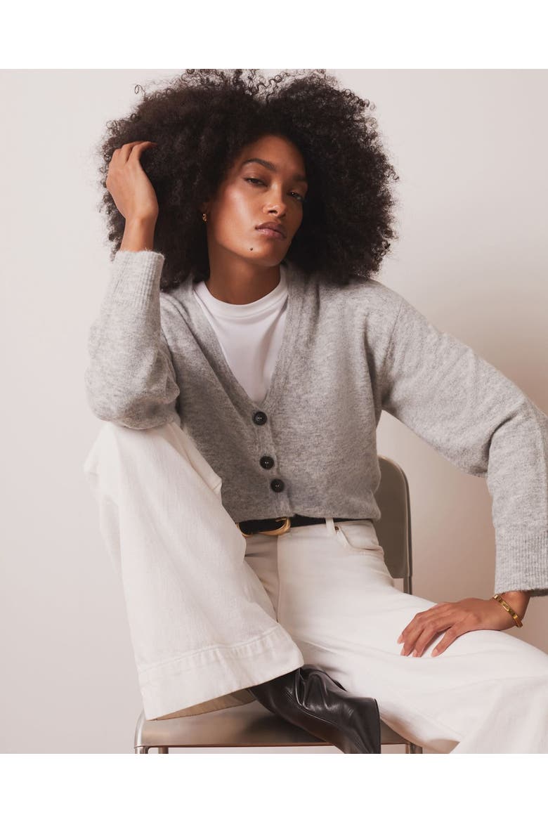 V-Neck Knit Cardigan, Alternate, color, Grey