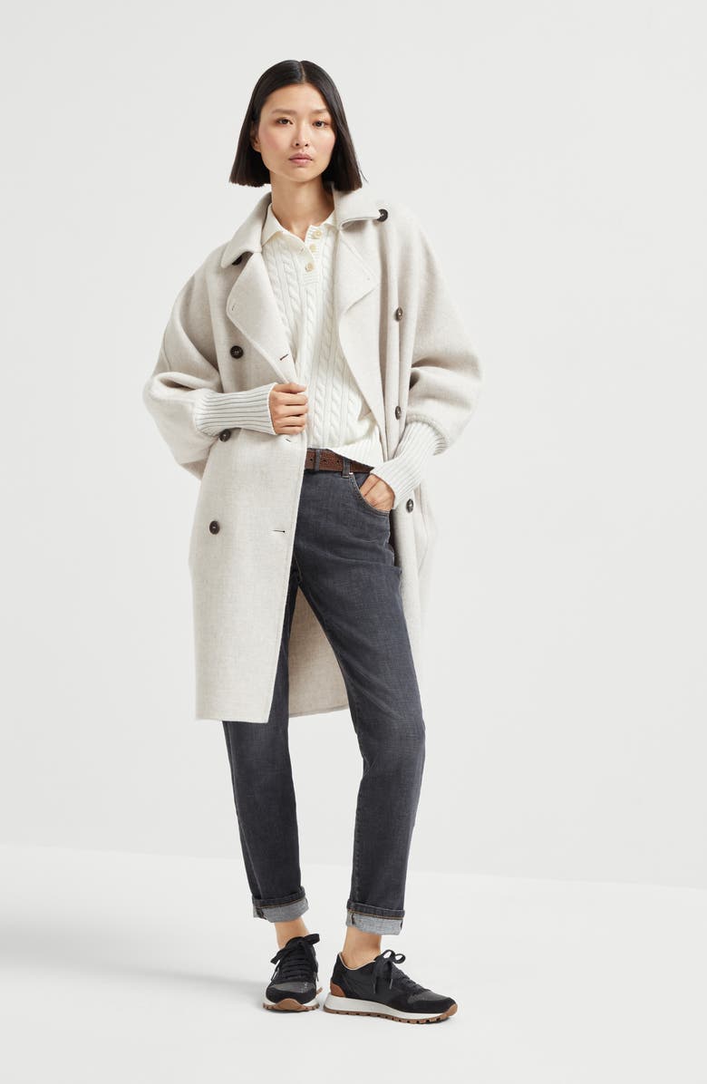 Brunello Cucinelli Polo-style sweater with monili, Alternate, color, Panama