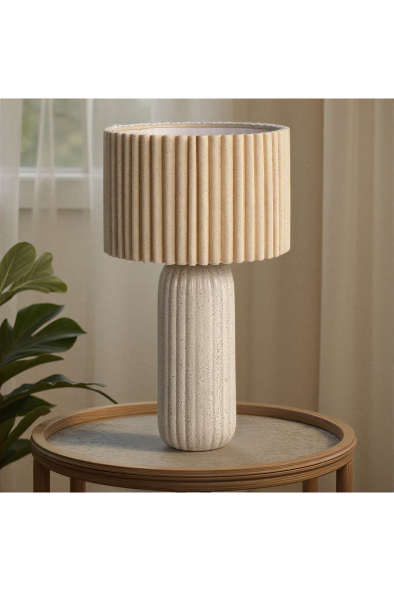 Table Lamp with Ribbed Shade, Alternate, color, White