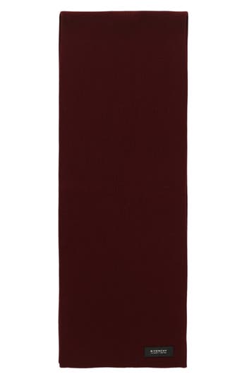 Givenchy Patch Wool & Silk Scarf In Burgundy Black