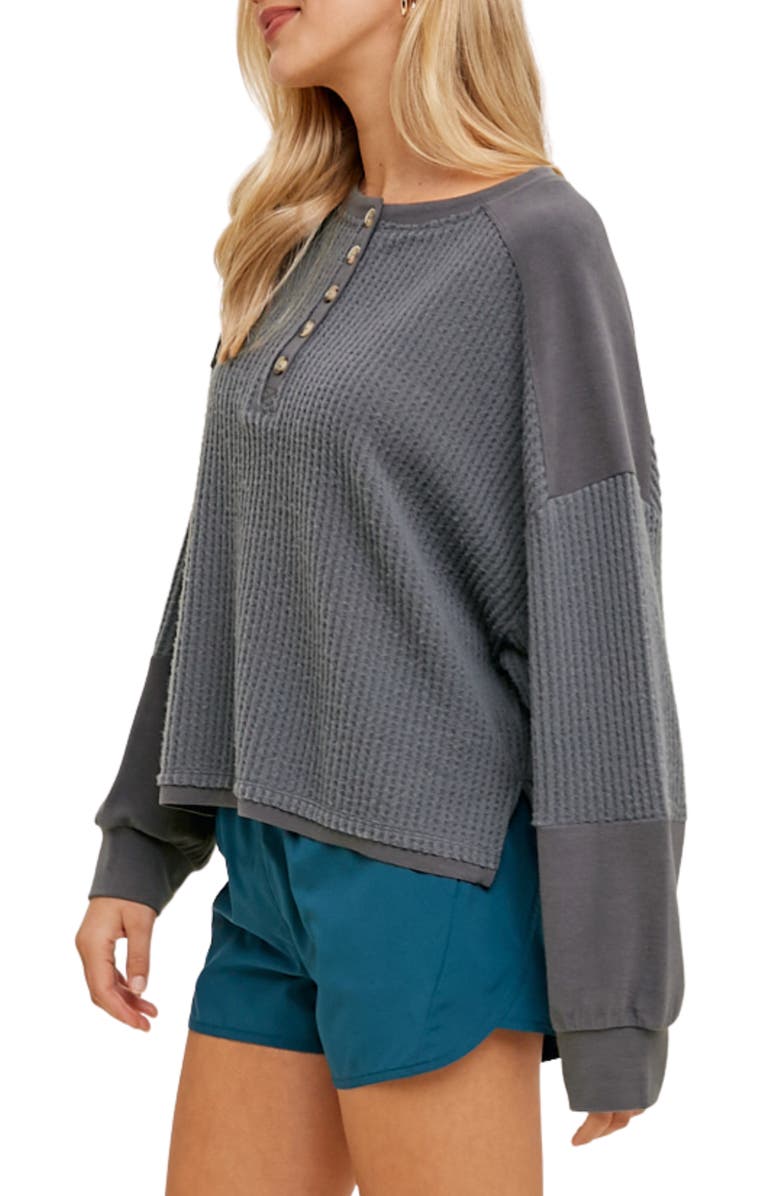 WISHLIST Thermal Henley Pullover, Alternate, color, Charcoal