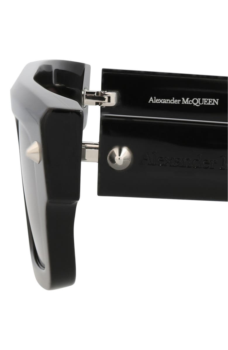 McQueen 52mm Rectangle Sunglasses, Alternate, color, Black Black Grey