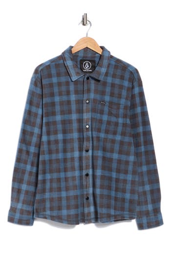 Volcom Hunter Plaid Fleece Shirt Jacket In Blue