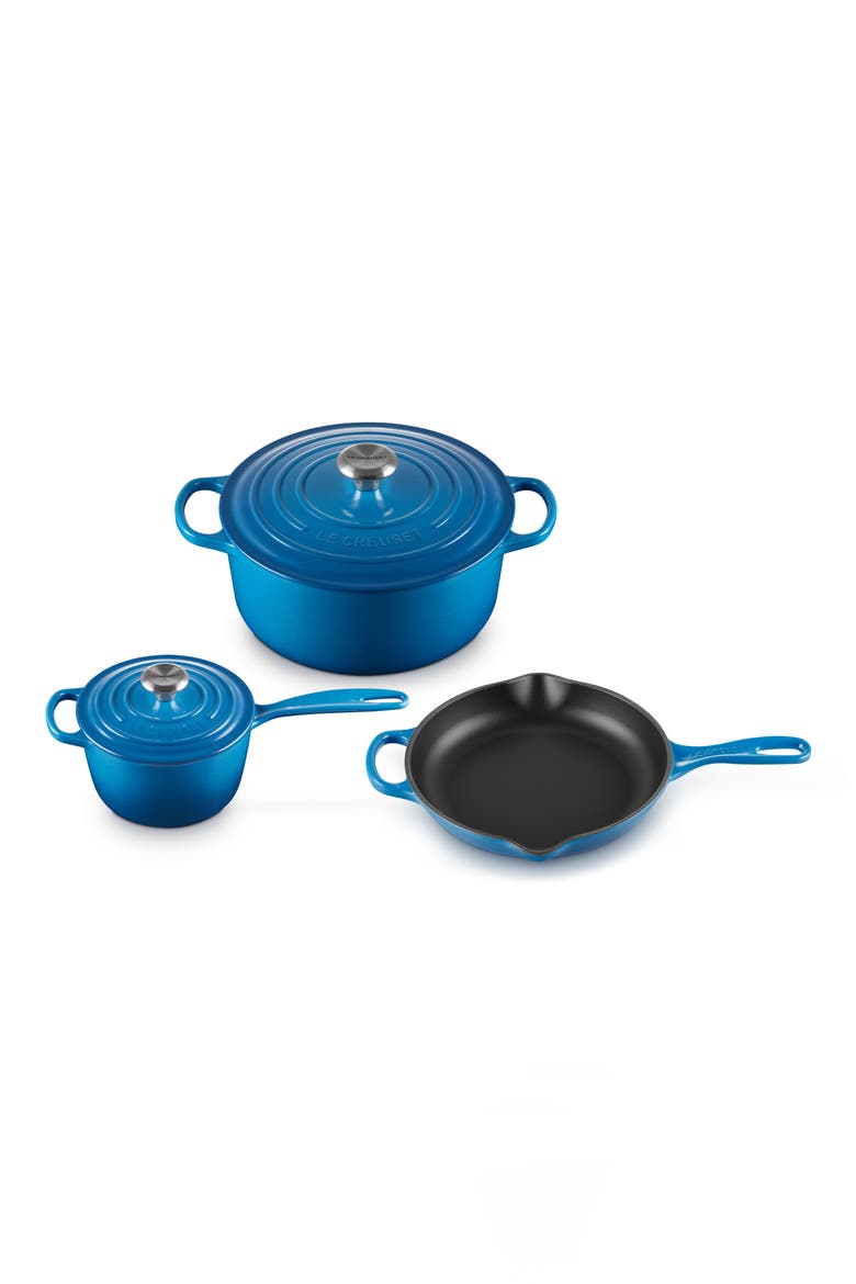 5-Piece Signature Enameled Cast Iron Cookware Set, Main, color, MARSEILLE