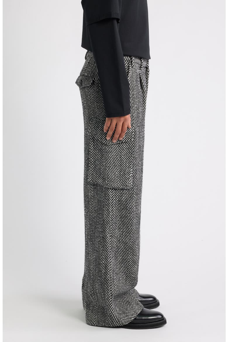 Herringbone Cargo Pants, Alternate, color, BLACK