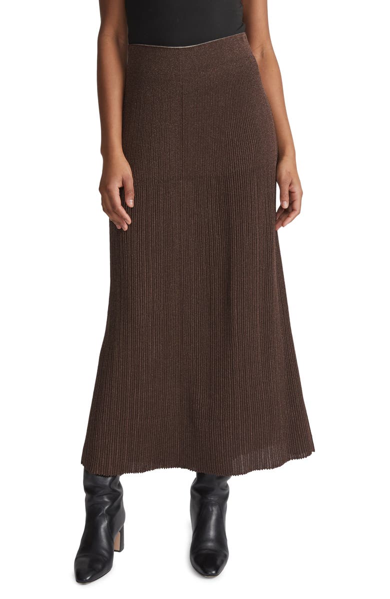 Lafayette 148 New York Glitter Rib Midi Sweater Skirt, Main, color, 