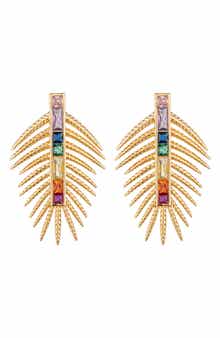 Sylvia Multicolor Cubic Zirconia Leaf Drop Earrings