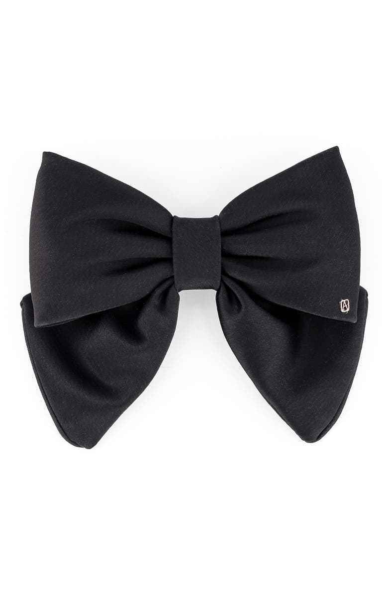 Alexandre de Paris Silk bow barette, Main, color, Black