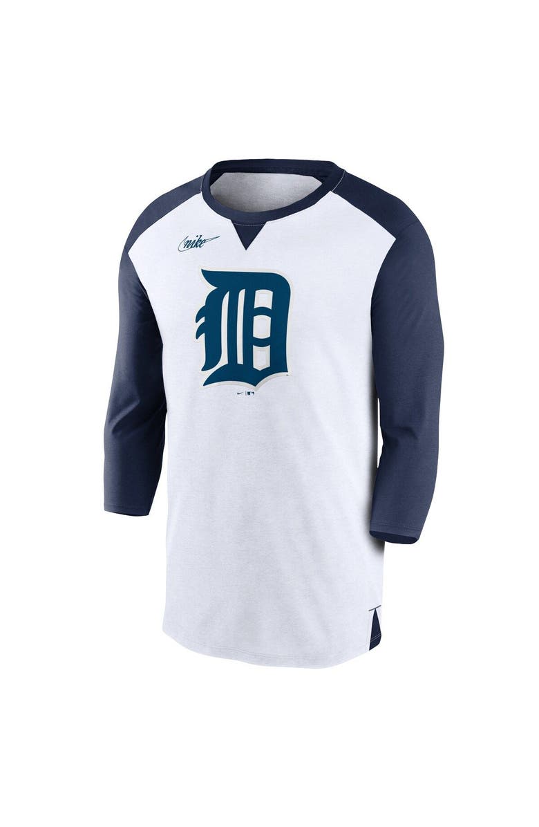 Nike Men's Nike White/Navy Detroit Tigers Rewind 3/4-Sleeve T-Shirt, Alternate, color, 