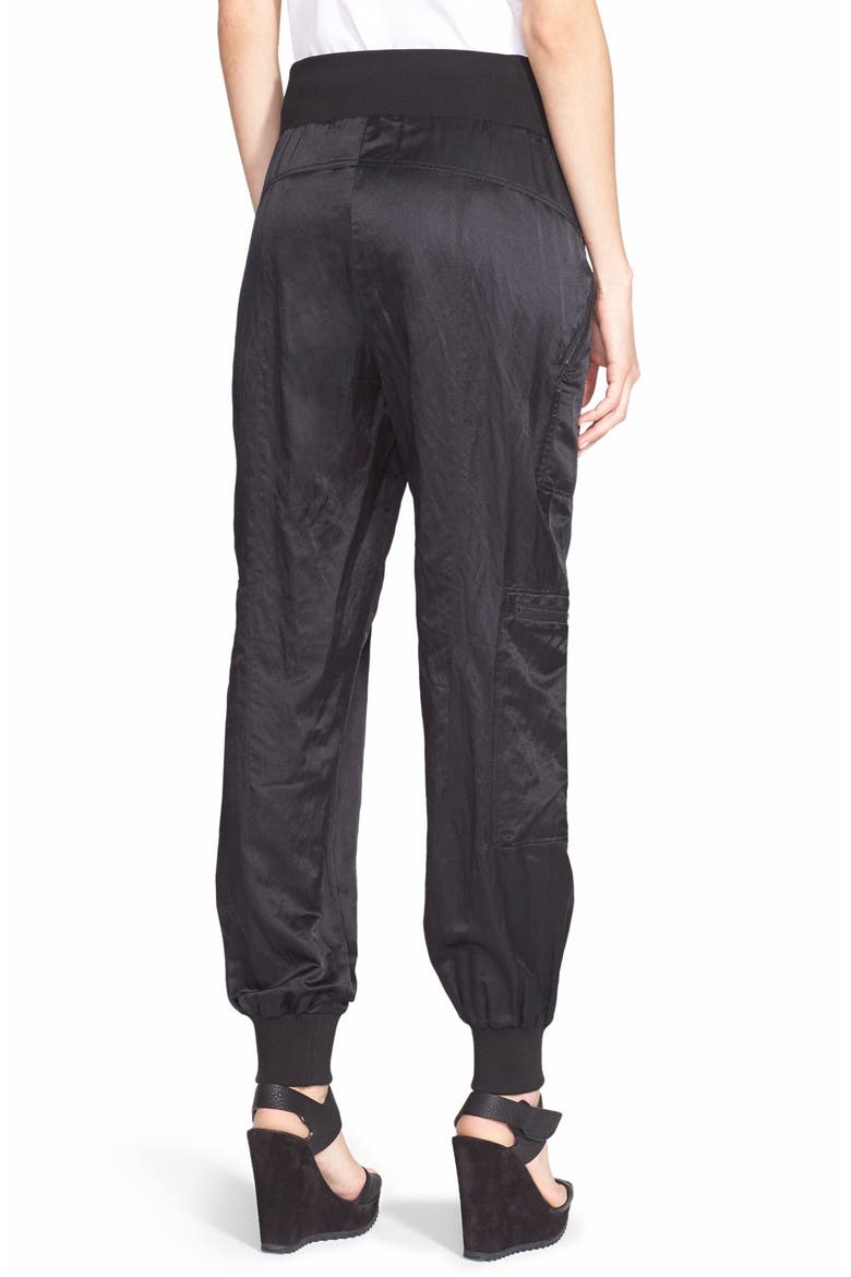Satin Jogger Pants, Alternate, color, BLACK