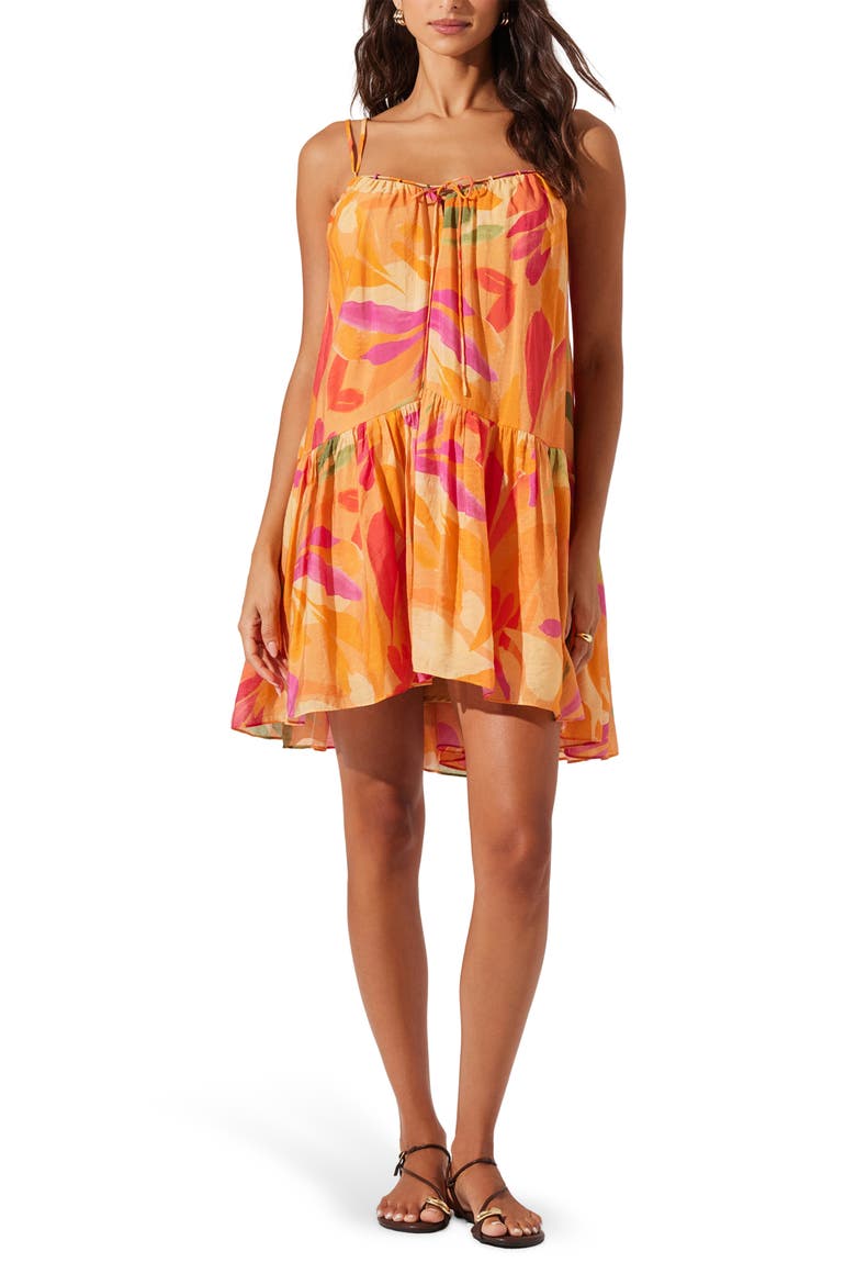 Keala Drop Waist Minidress, Main, color, ORANGE MULTI