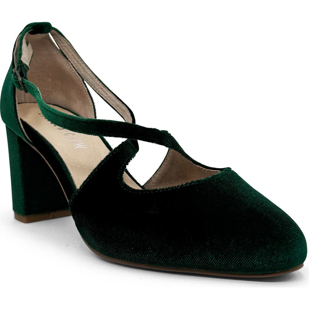 Chelsea Crew Oren Crossover Pump In Green Velvet