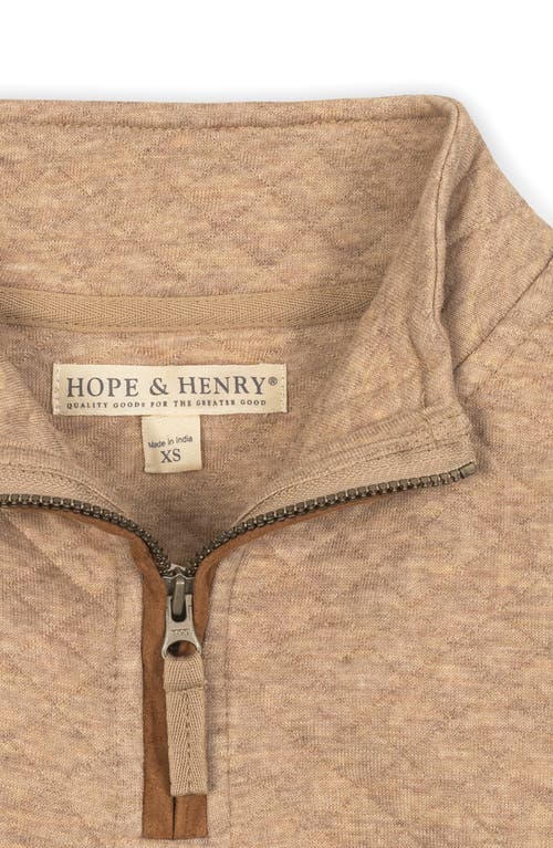 Hope & Henry Kids' Long Sleeve Quilted Kanga Half Zip Pullover In Brown