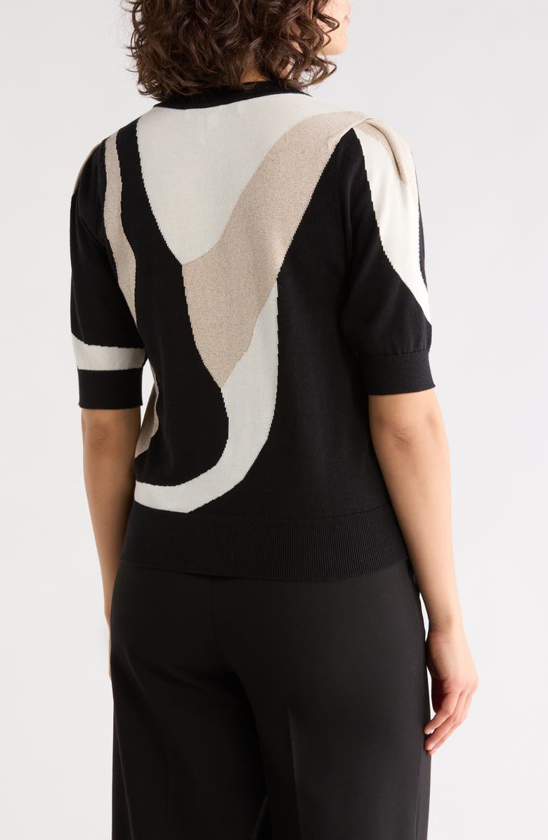 DKNY Abstract Short Sleeve Sweater, Alternate, color, Travertine Multi