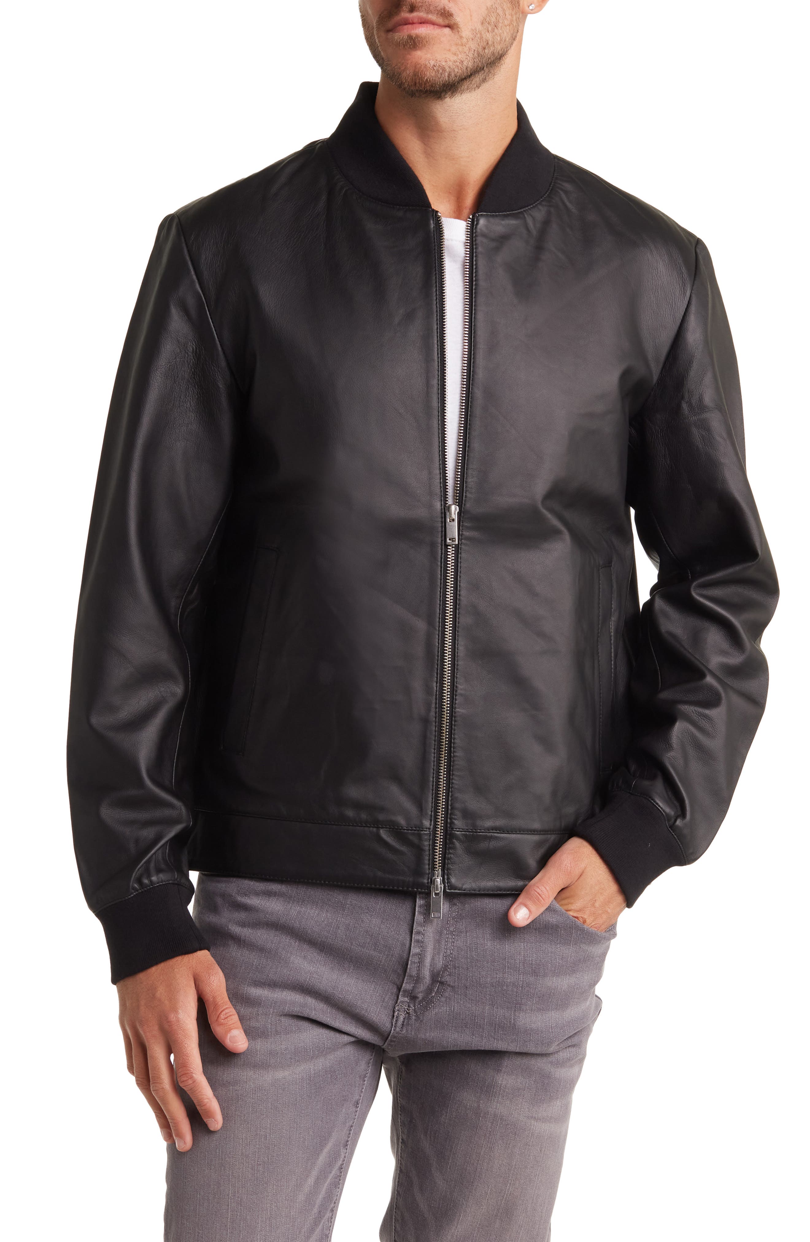 Slate & Stone Leather Bomber Jacket (Men) | Nordstromrack