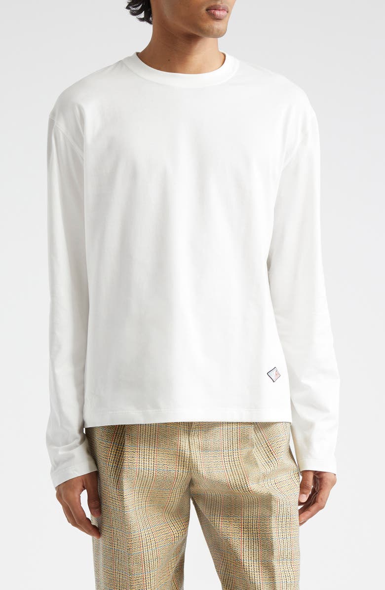 Bottega Veneta Light Long Sleeve Cotton Jersey T-Shirt, Main, color, Chalk