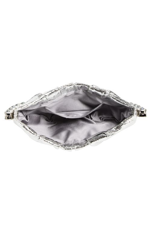 L'alingi Moon Crackled Metallic Leather Pouch In Silver