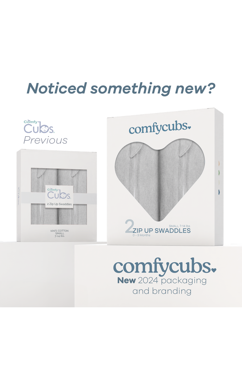Comfy Cubs Easy Zipper Swaddle Blankets, Alternate, color, Gray