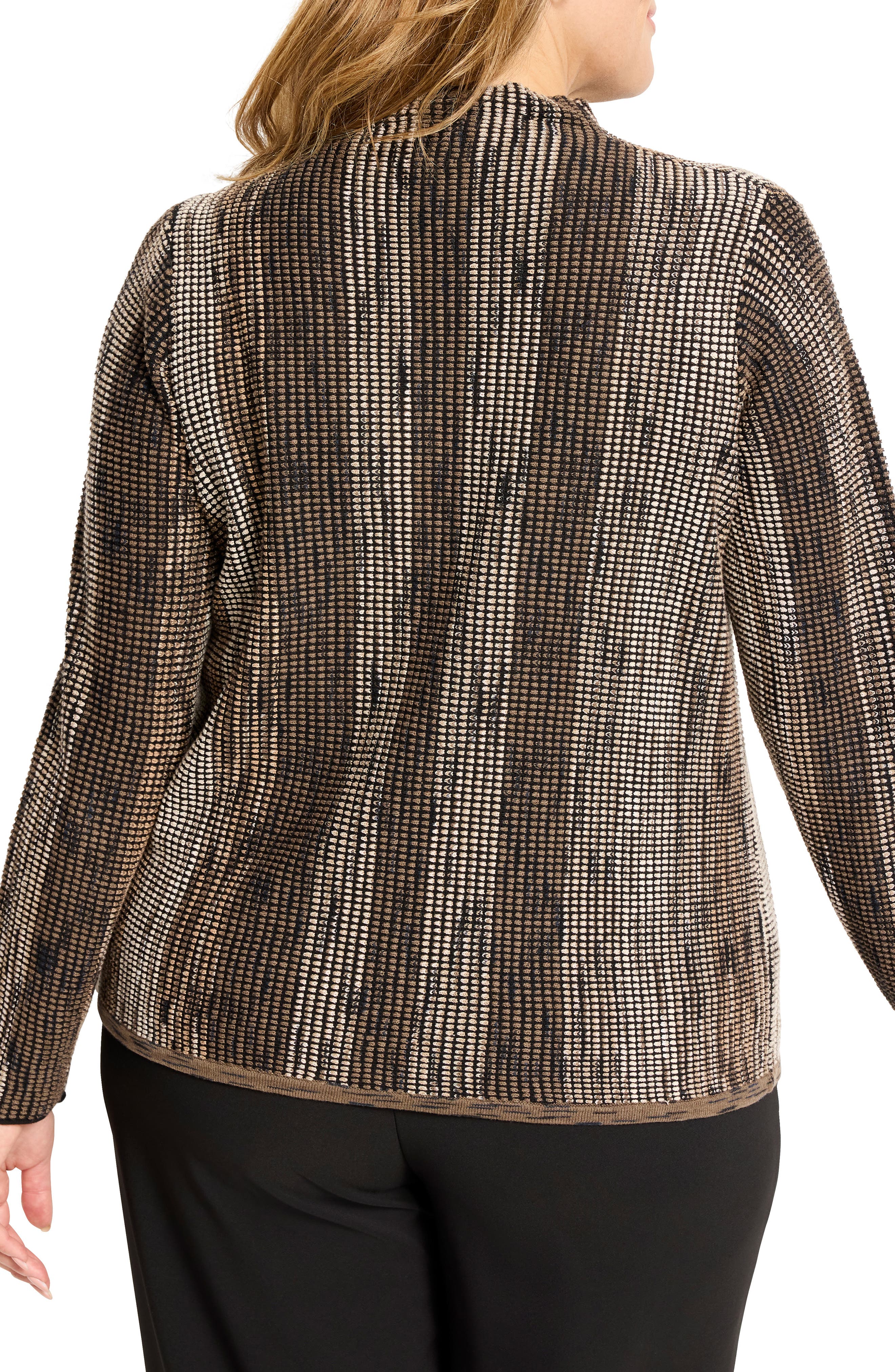 Ombre Pixel Knit Funnel Neck Sweater - image 2