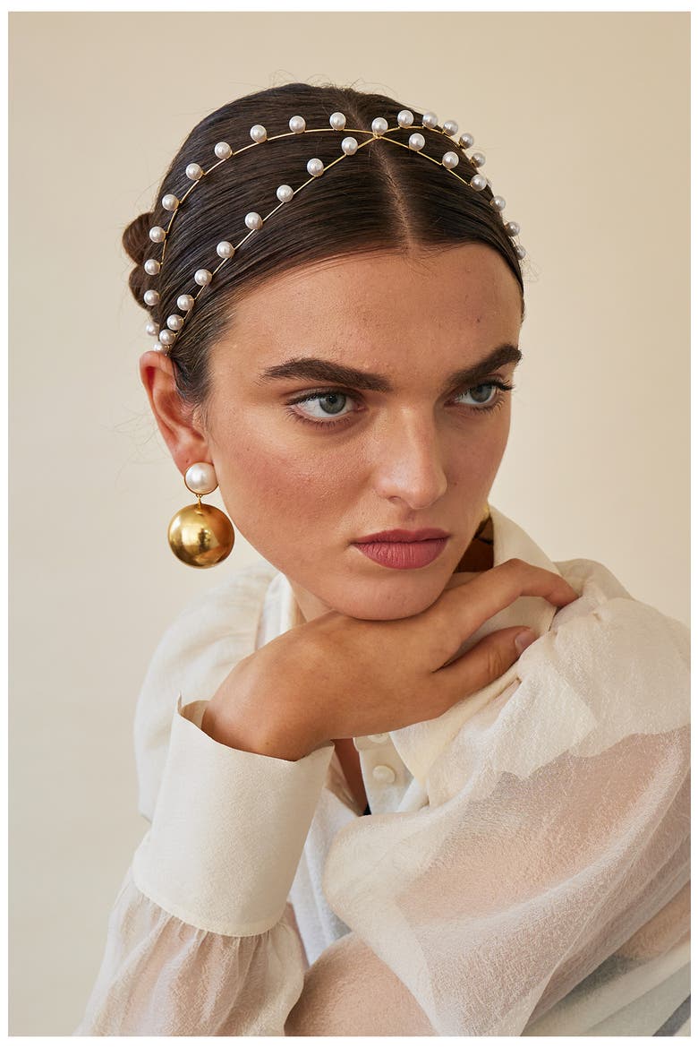 Nikki Pearl Headband, Alternate, color, GOLD