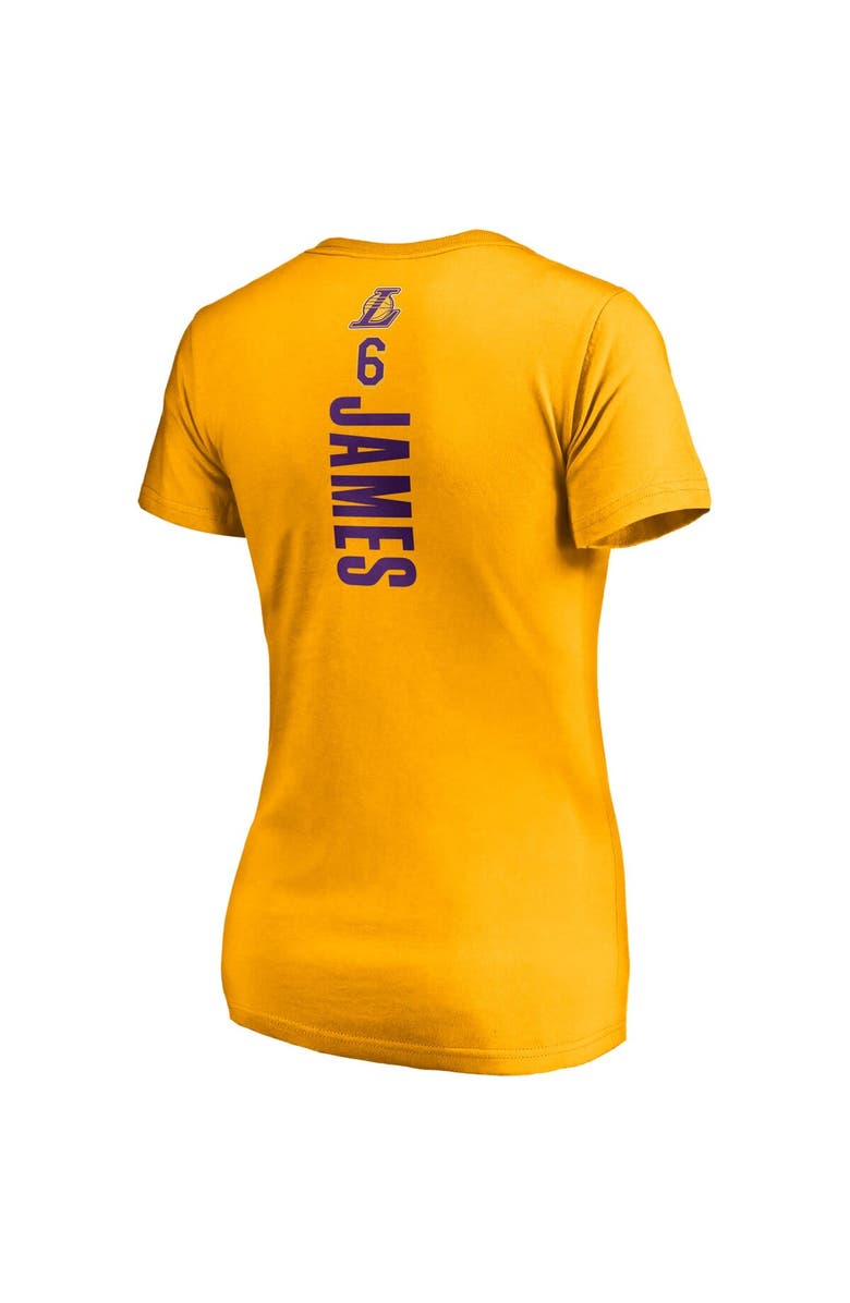 FANATICS Women's Fanatics Branded LeBron James Gold Los Angeles Lakers Logo Playmaker Name & Number V-Neck T-Shirt, Alternate, color, 