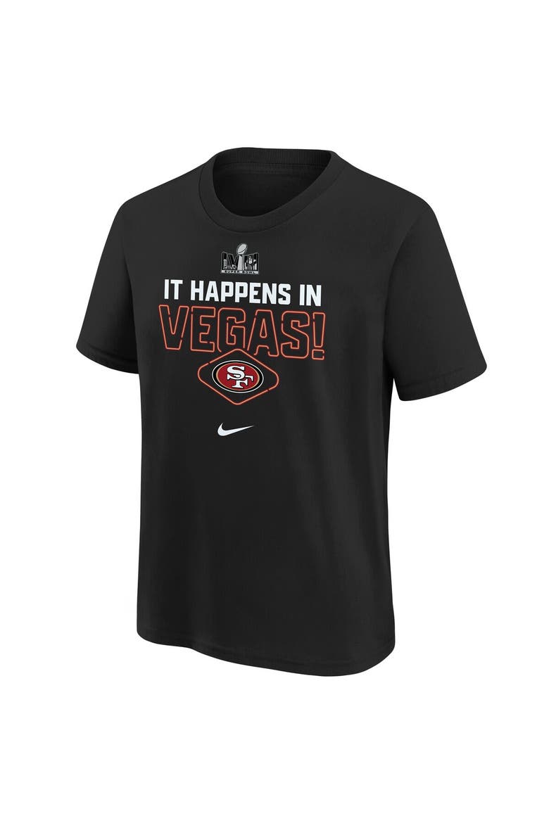Youth Nike  Black San Francisco 49ers Super Bowl LVIII Team Logo Lockup T-Shirt, Alternate, color, Black