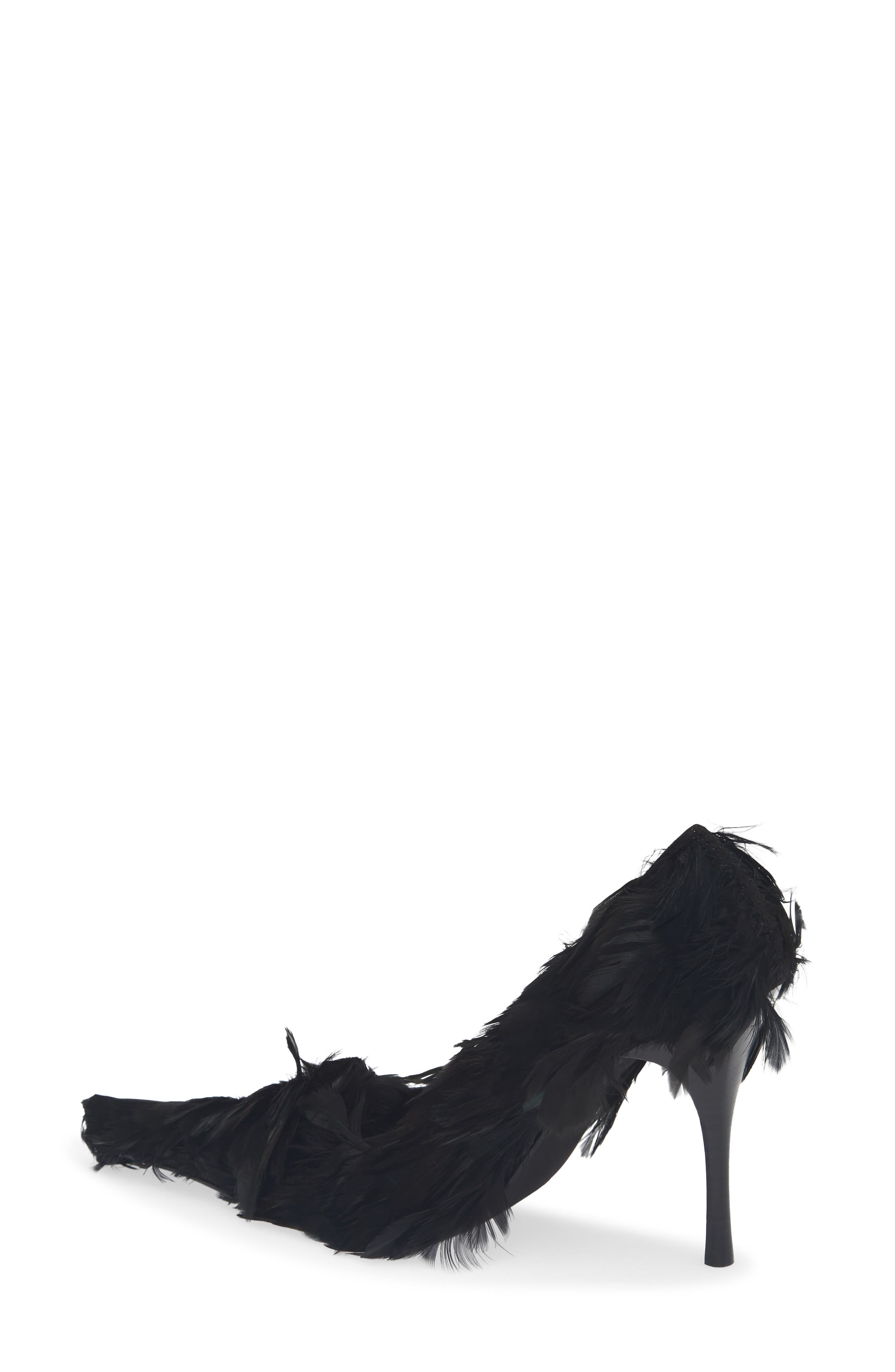 Plumage Pointed Toe Pump, Alternate, color, BLACK