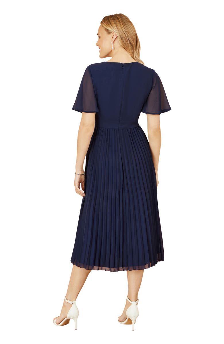 Yumi Sequin Embellished Pleated Midi Dress, Alternate, color, Navy