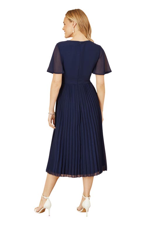 Yumi Sequin Embellished Pleated Midi Dress In Blue