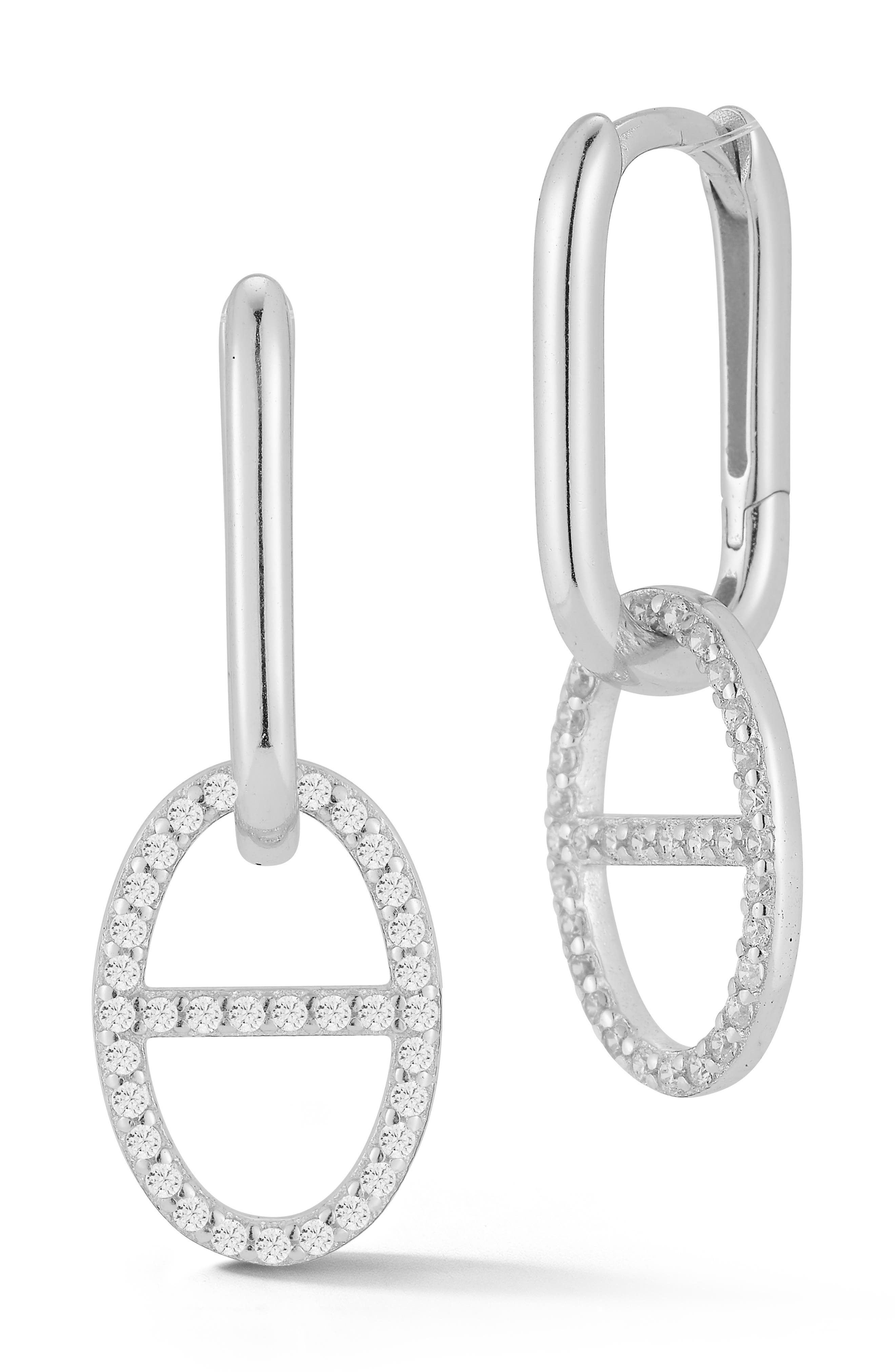 Cubic Zirconia Link Drop Earrings