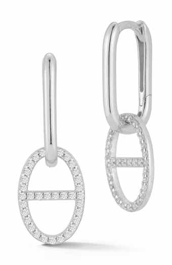 Cubic Zirconia Link Drop Earrings