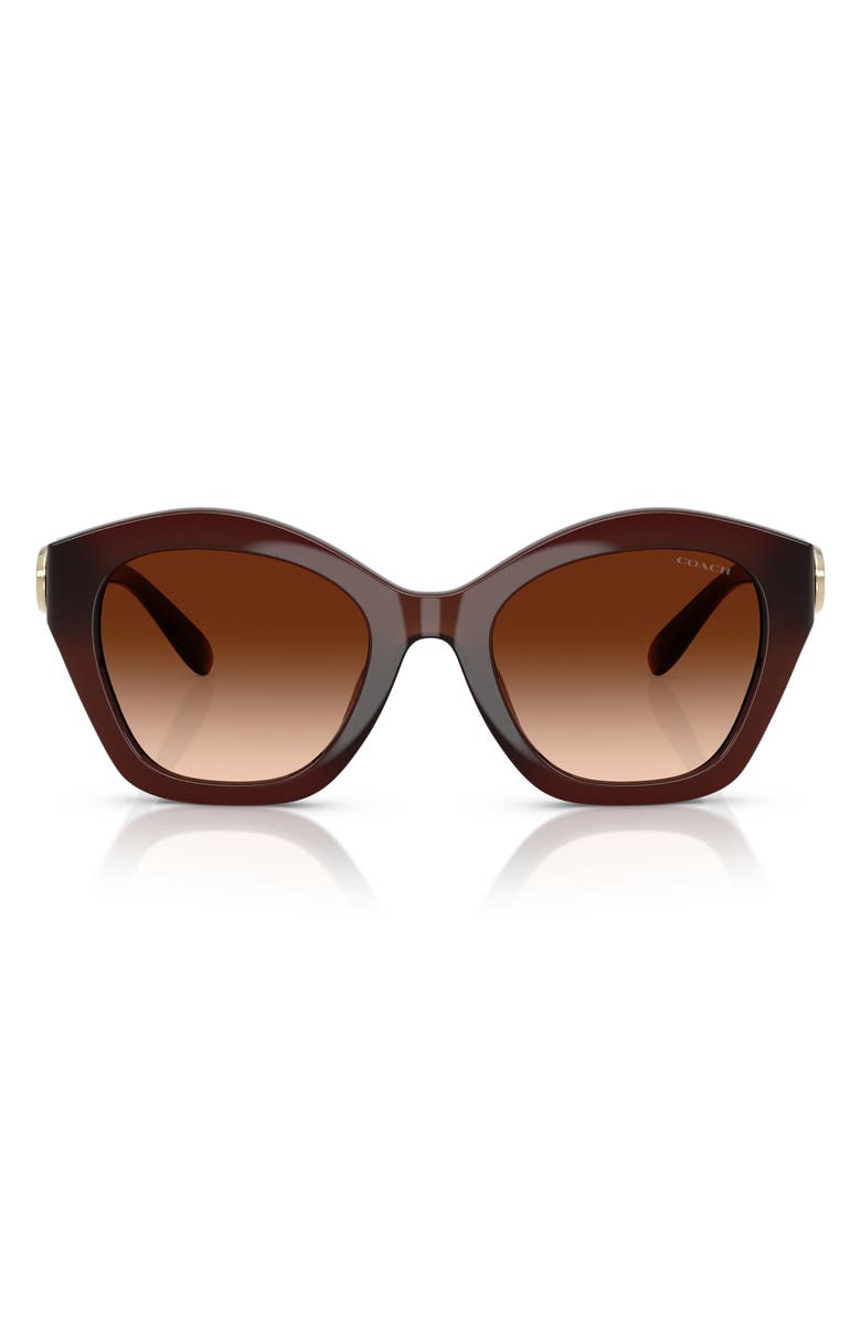 COACH 57mm Irregular Round Sunglasses, Main, color, Milky Hazelnut / Brown