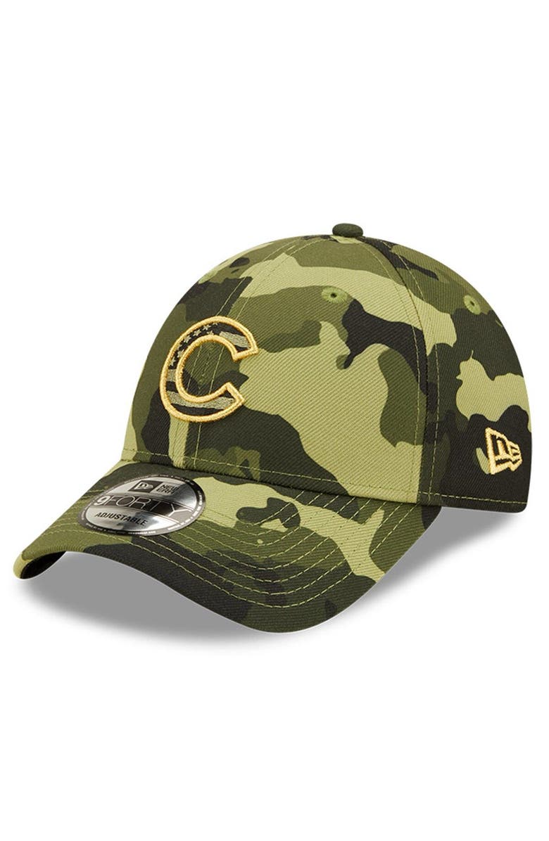 New Era Men's New Era Camo Chicago Cubs 2022 Armed Forces Day 9FORTY Snapback Adjustable Hat, Alternate, color, Camo