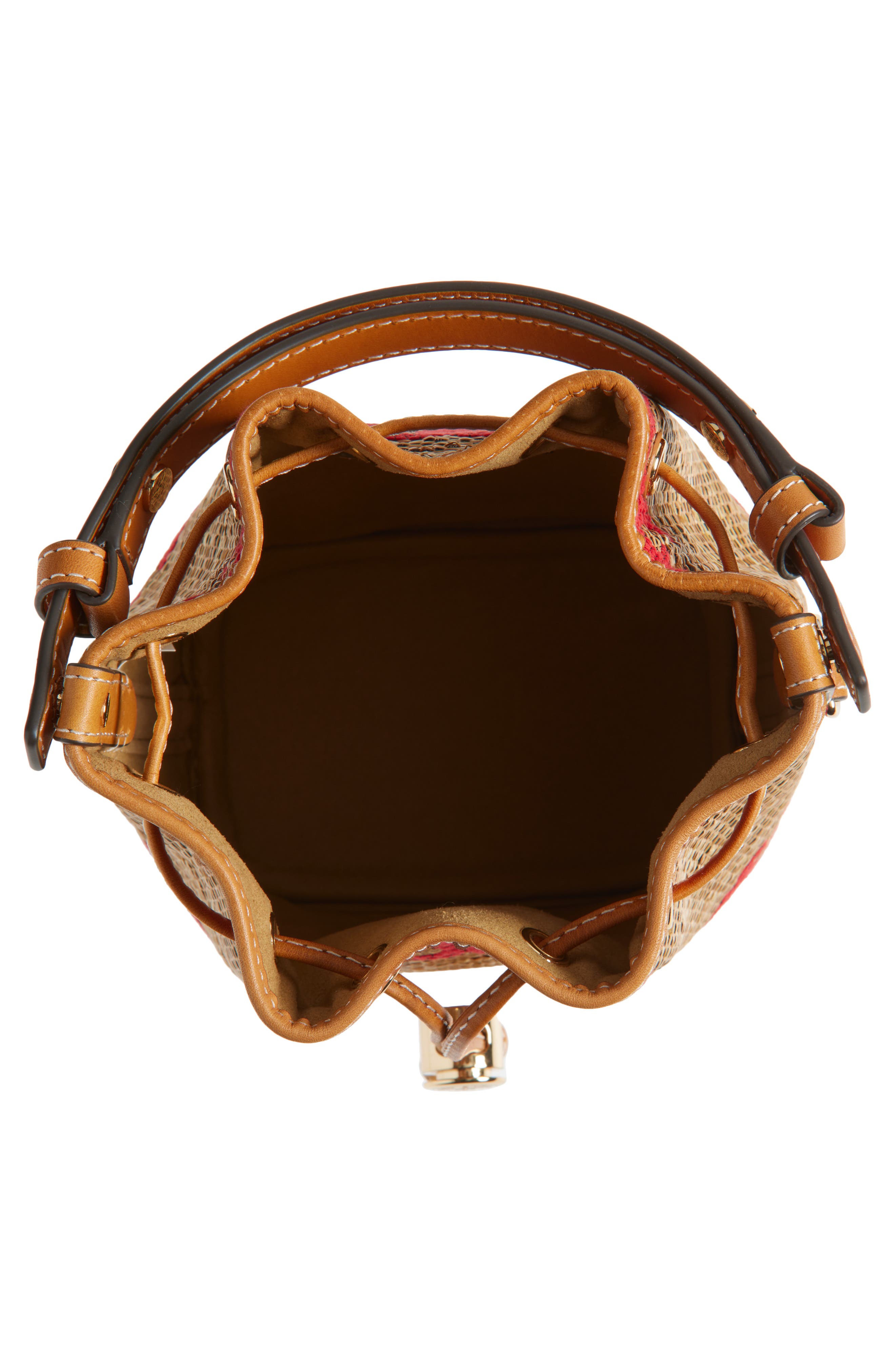 Tory Burch T Monogram Straw Bucket Bag, Alternate, color, Natural