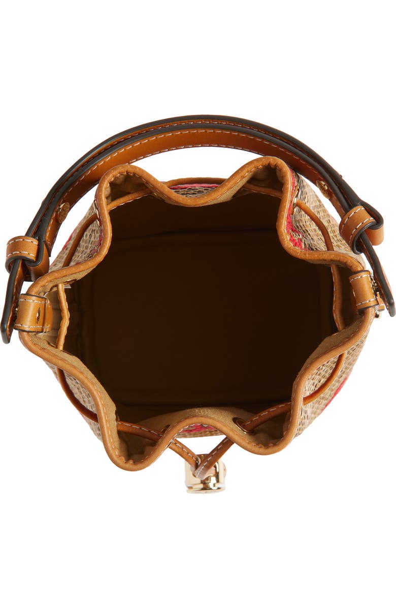 Tory Burch T Monogram Straw Bucket Bag, Alternate, color, Natural