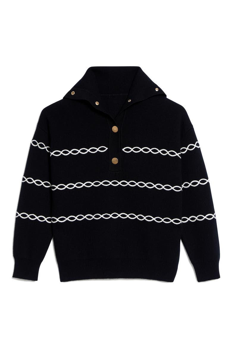 Stripe Shawl Collar Sweater, Alternate, color, BLACK