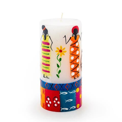 African Ladies Painted Pillar Candle